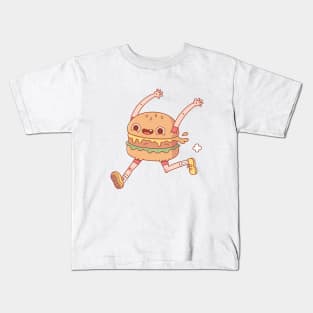 Funny Running Happy Burger Kids T-Shirt